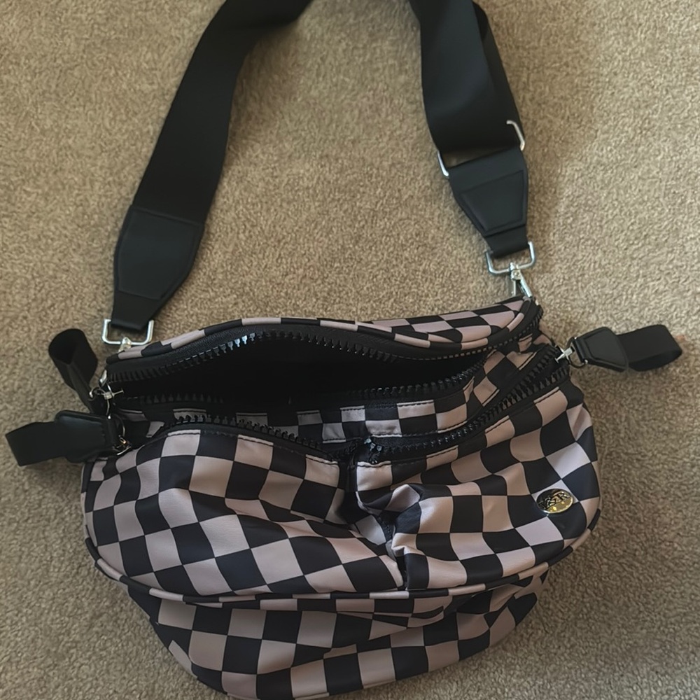 Iris and Rainbow Checkered Crossbody Bag